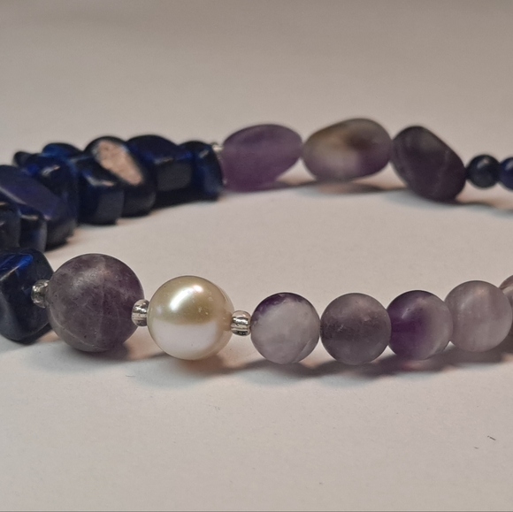 * INNER STRENGTH * CALMNESS * LAPIS LAZULI AMETHYST BRACELET - Picture 3 of 11